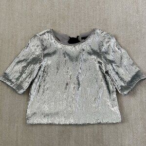 J. Crew Sequin Party Blouse Top With Black Bow in Back 4